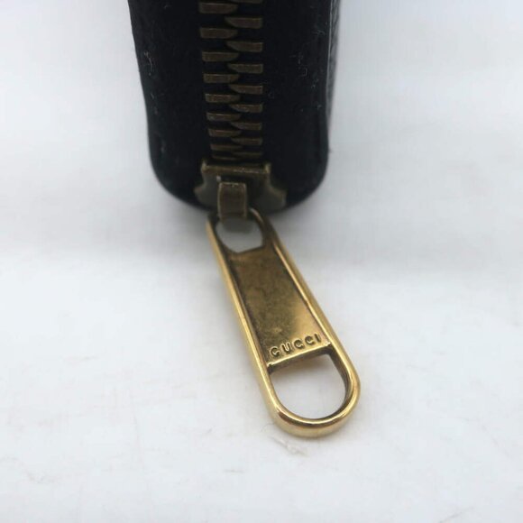 Gucci Logo Zip-Around Card Case Wallet Black Grained Leather - Picture 4 of 11